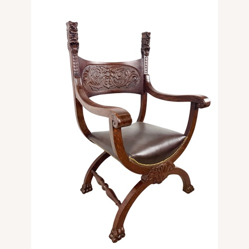 Used Renaissance Revival Carved X-Frame Chair for sale on AptDeco