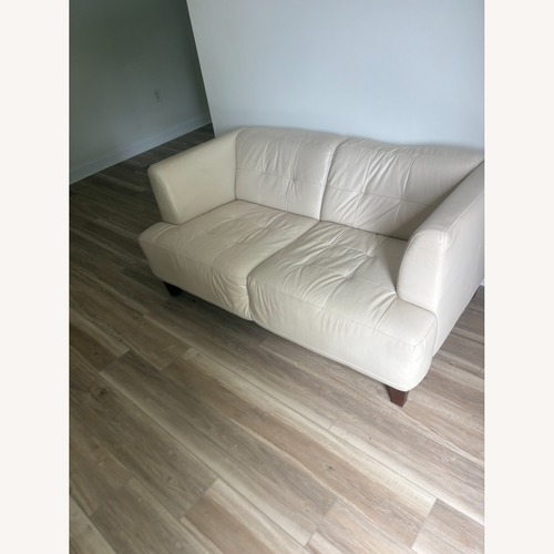 Used White Leather Loveseat for sale on AptDeco