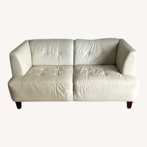 Used White Leather Loveseat for sale on AptDeco