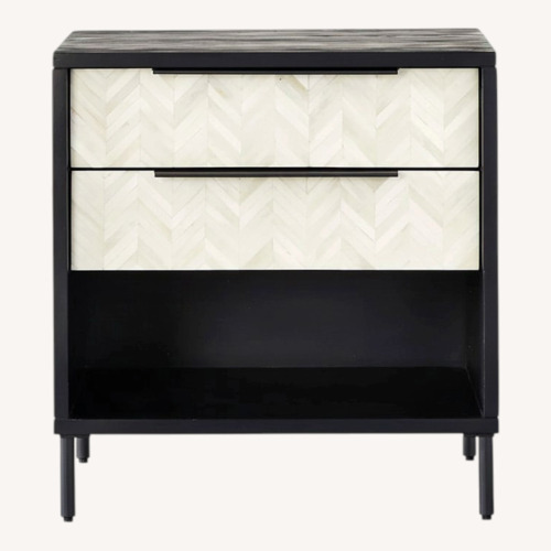 Used CB2 Ema Black Wood Nightstand for sale on AptDeco