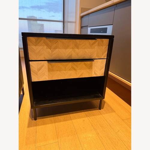 Used CB2 Ema Black Wood Nightstand for sale on AptDeco