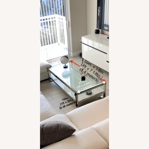 Used City Miami White Glass Coffee Table  for sale on AptDeco