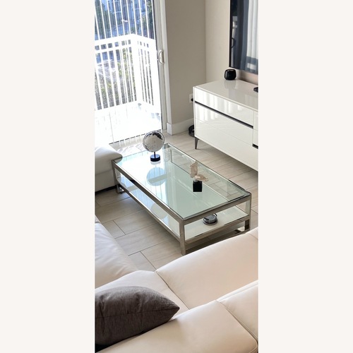 Used City Miami White Glass Coffee Table  for sale on AptDeco