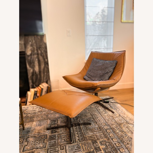 Used Roche Bobois Dolphin Light Brown Leather Ottoman for sale on AptDeco
