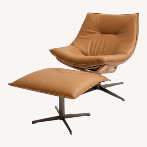Used Roche Bobois Dolphin Light Brown Leather Ottoman for sale on AptDeco