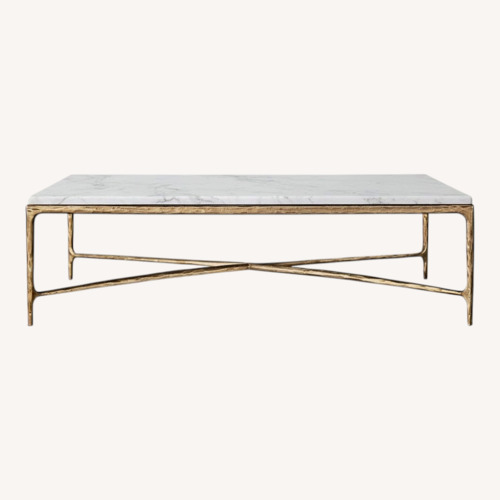 Used Restoration Hardware Thaddeus Marble Square Coffee Table for sale on AptDeco