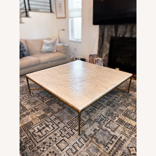 Used Restoration Hardware Thaddeus Marble Square Coffee Table for sale on AptDeco