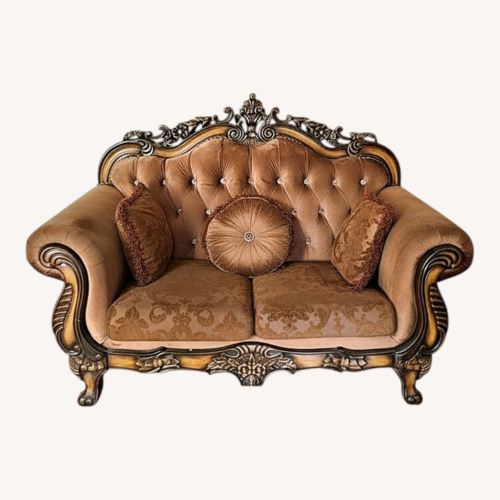 Used Dark Brown Victorian Style Loveseat for sale on AptDeco