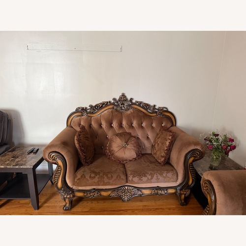 Used Dark Brown Victorian Style Loveseat for sale on AptDeco