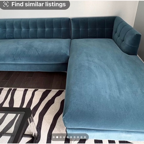 Used CB2 Holden Blue Velvet 2 Piece Sectional for sale on AptDeco