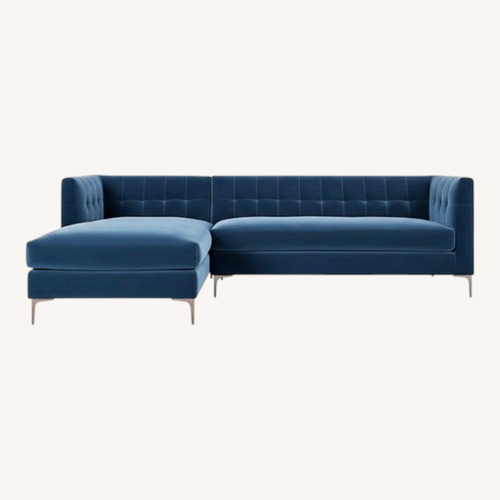 Used CB2 Holden Blue Velvet 2 Piece Sectional for sale on AptDeco
