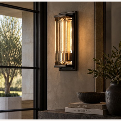 Used Restoration Hardware Savile Grand Rectangular Sconce - Bronze for sale on AptDeco