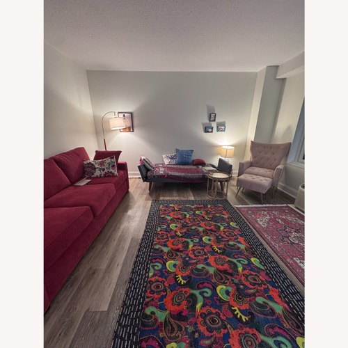 Used Macy's Red Fabric 3+ Seater Sofa for sale on AptDeco