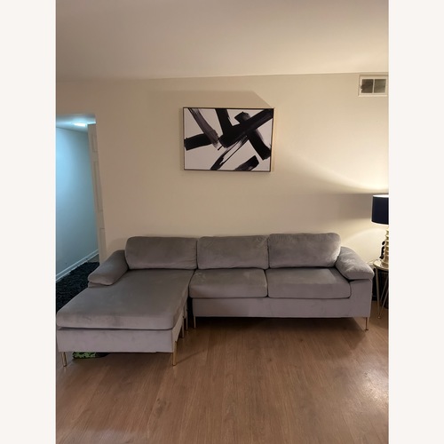 Used Wayfair Etta Avenue Velvet Grey Sofa for sale on AptDeco