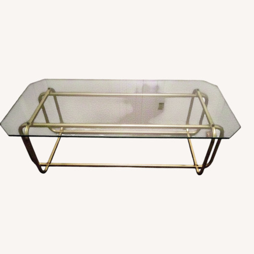 Used Vintage/Antique Gold Glass Coffee Table for sale on AptDeco