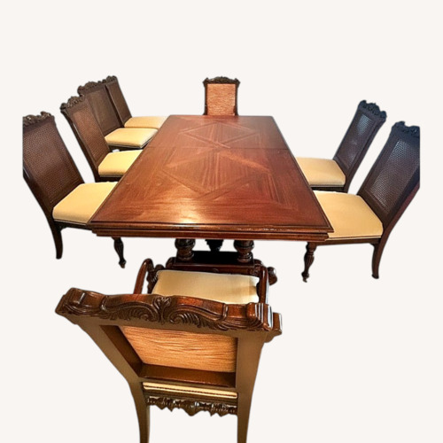 Used Dark Brown Wood Dining Set for sale on AptDeco