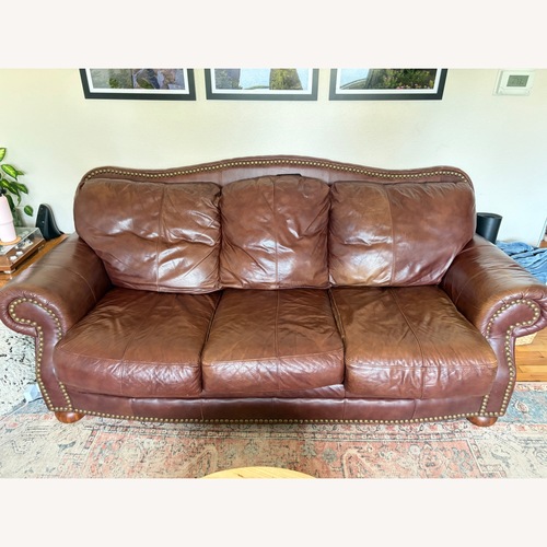 Used Dark Brown Leather 3+ Seater Sofa for sale on AptDeco
