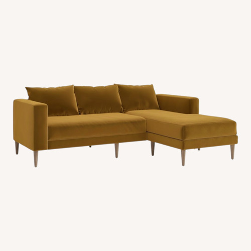 Used Sabai Design Yellow Velvet 2 Piece Sectional for sale on AptDeco