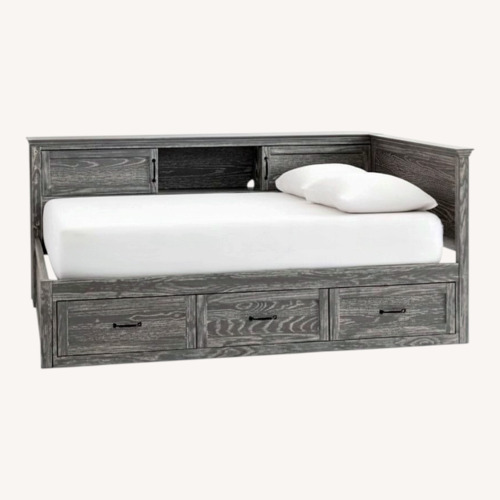Used Pottery Barn Teen Gray Wood Full Storage Bed for sale on AptDeco