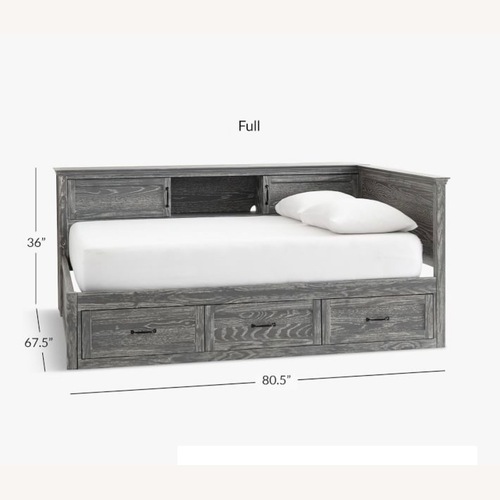 Used Pottery Barn Teen Gray Wood Full Storage Bed for sale on AptDeco