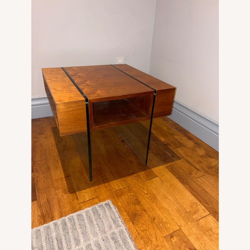 Used Warm Walnut and Glass Side Table for sale on AptDeco
