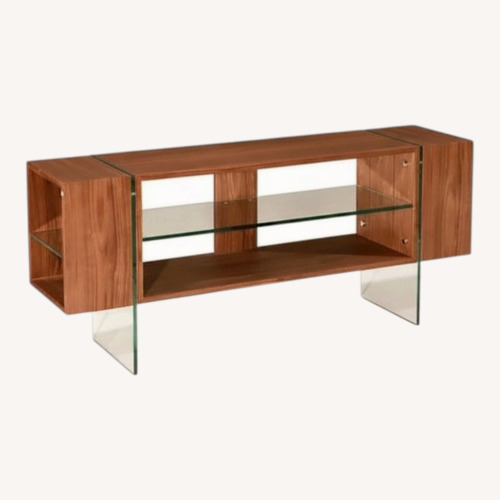 Used Cass Warm Walnut and Glass Credenza for sale on AptDeco