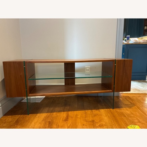 Used Cass Warm Walnut and Glass Credenza for sale on AptDeco