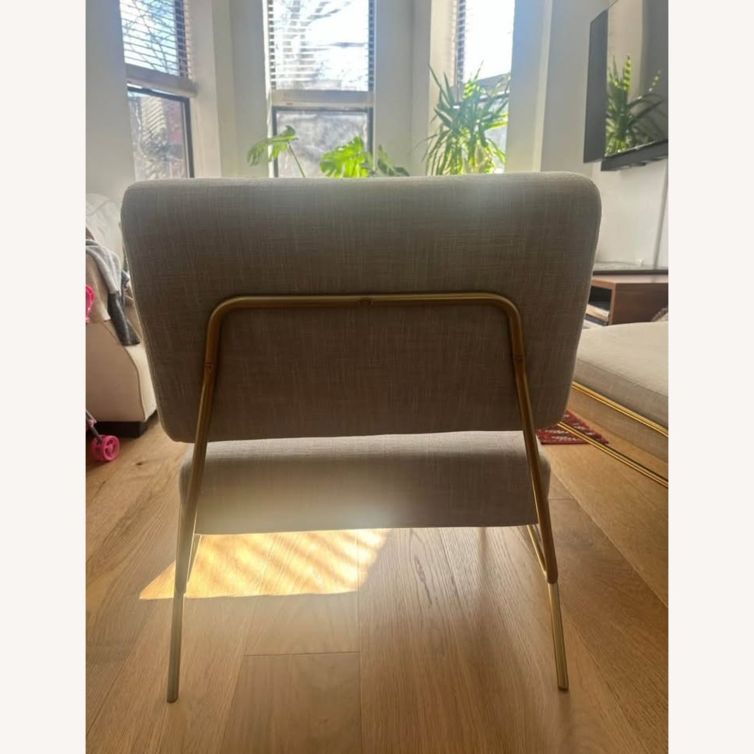 West Elm Wire Frame Light Gray Fabric Armchair - image-4