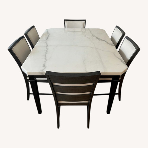 Used White Marble Dining Table Set for sale on AptDeco