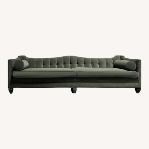 Used Tufted Tuxedo Sofa - Sage Green Velvet - 107" for sale on AptDeco