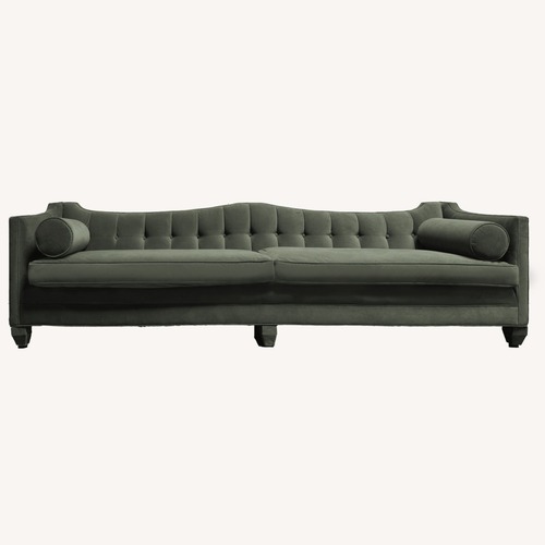 Used Tufted Tuxedo Sofa - Sage Green Velvet - 107" for sale on AptDeco