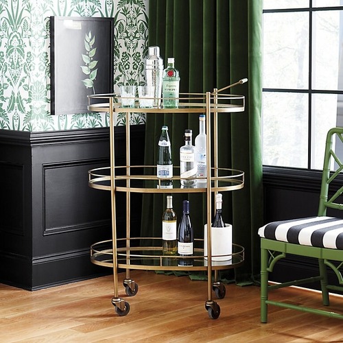 Used Ballard Designs Dark Brown Wood Bar Carts for sale on AptDeco