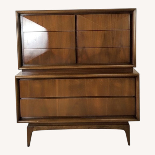 Used Mid Century Highboy Dresser with Diamond Fronts for sale on AptDeco