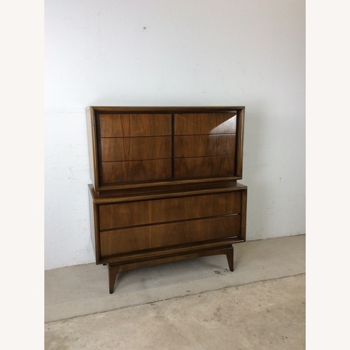 Used Mid Century Highboy Dresser with Diamond Fronts for sale on AptDeco