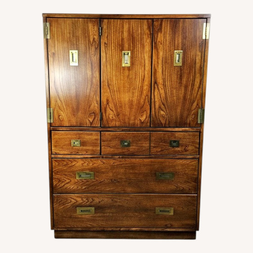 Used Vintage Campaign Style Armoire with Five Drawers for sale on AptDeco