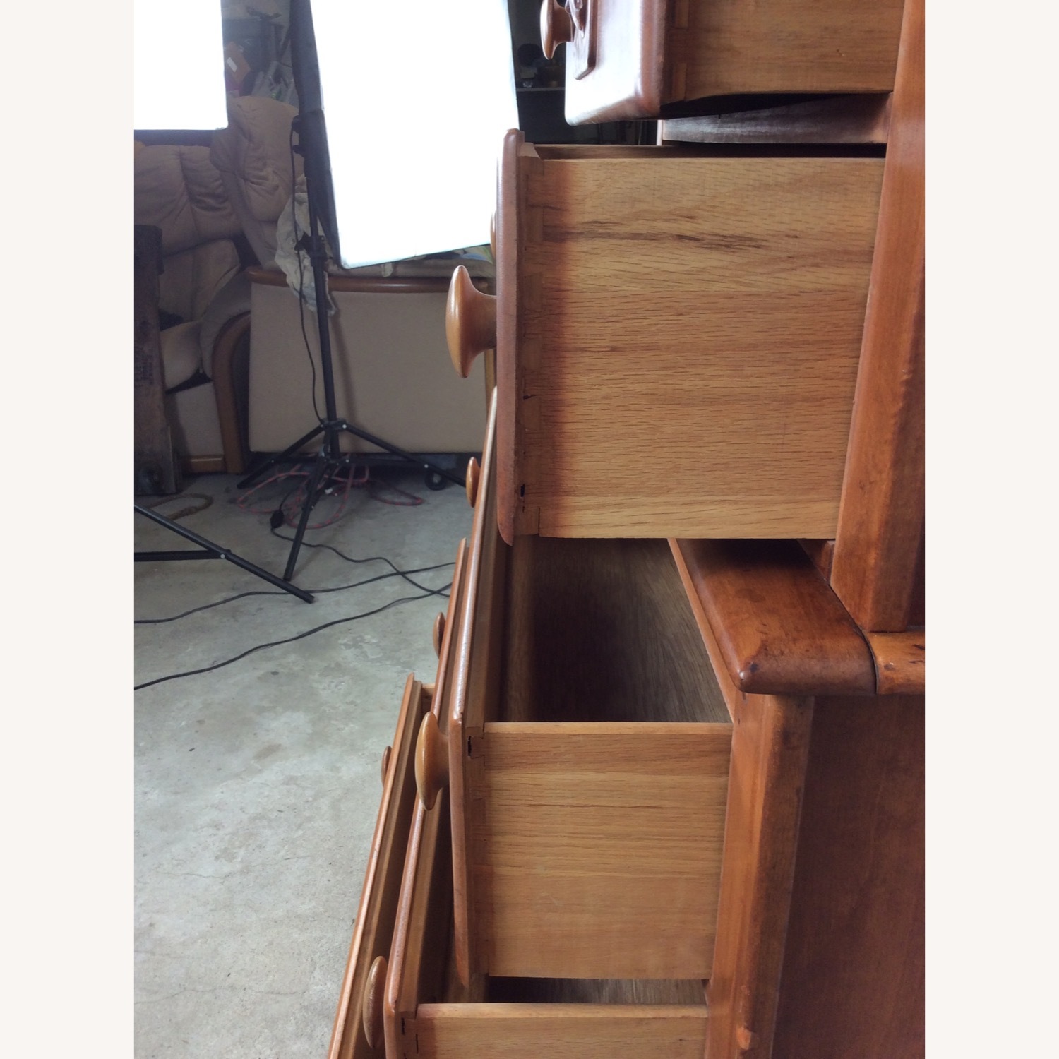 Mid Century Highboy with Airplane On Drawer Face - image-14