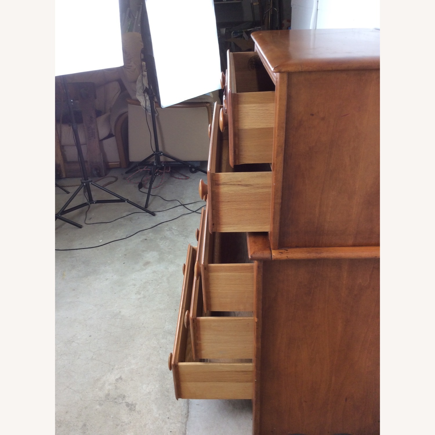 Mid Century Highboy with Airplane On Drawer Face - image-13