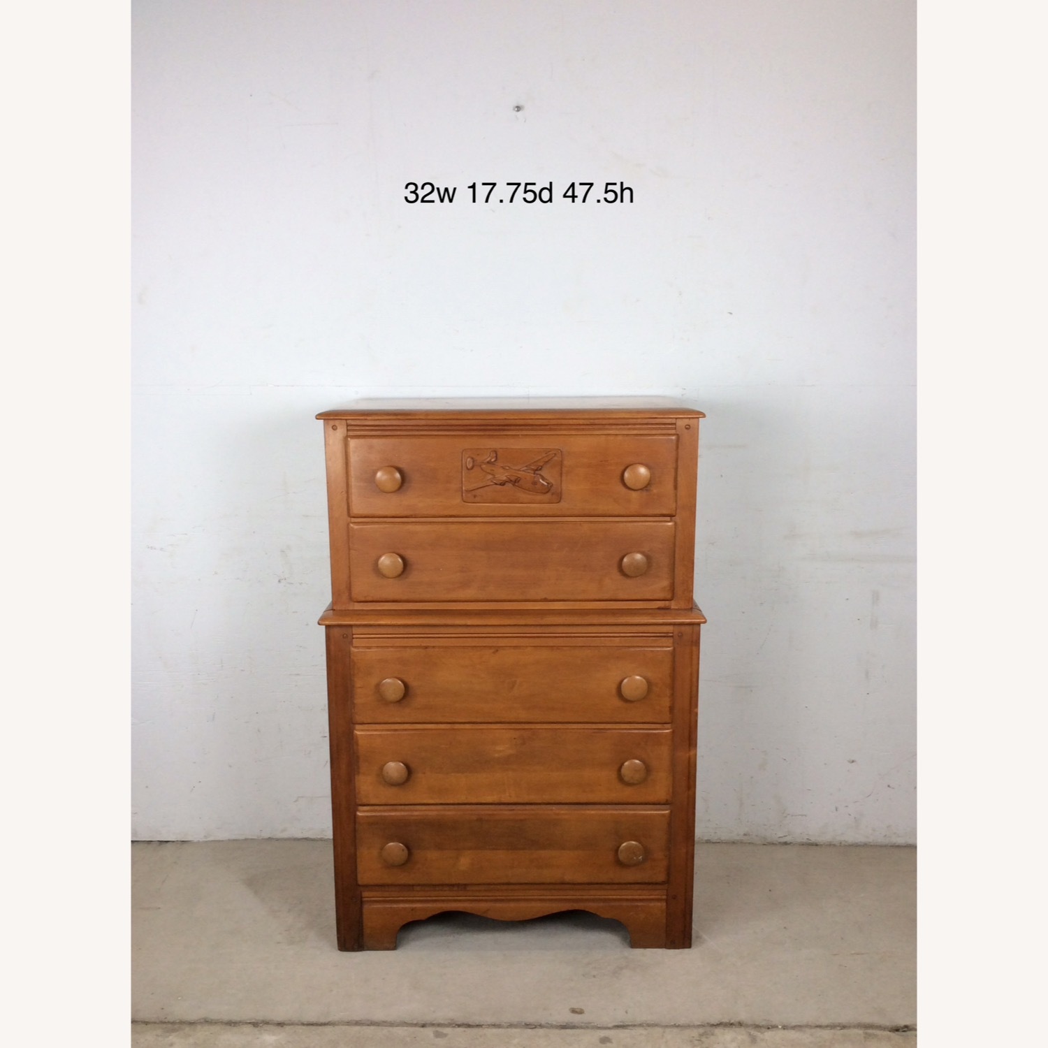 Mid Century Highboy with Airplane On Drawer Face - image-18