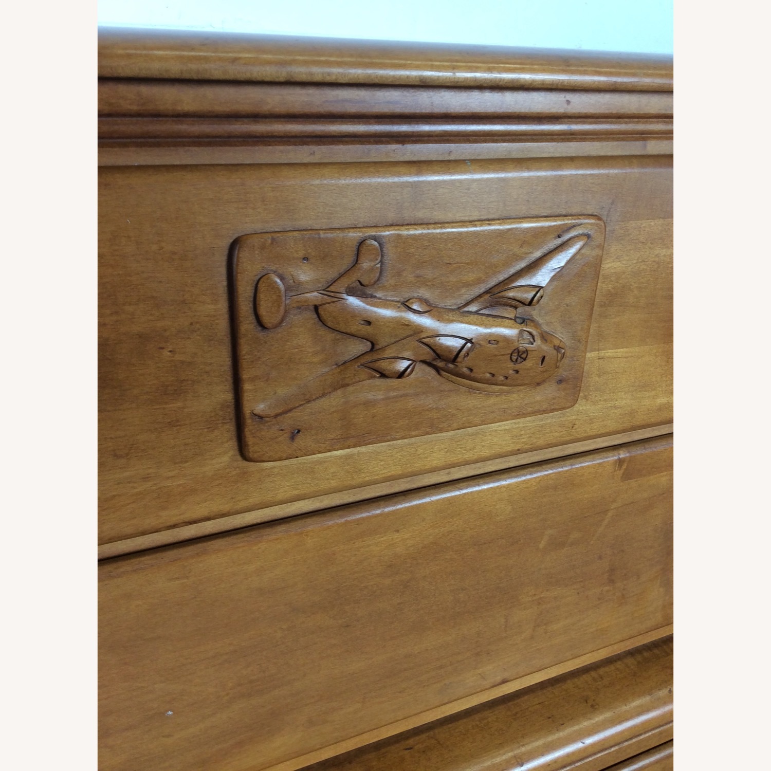 Mid Century Highboy with Airplane On Drawer Face - image-9