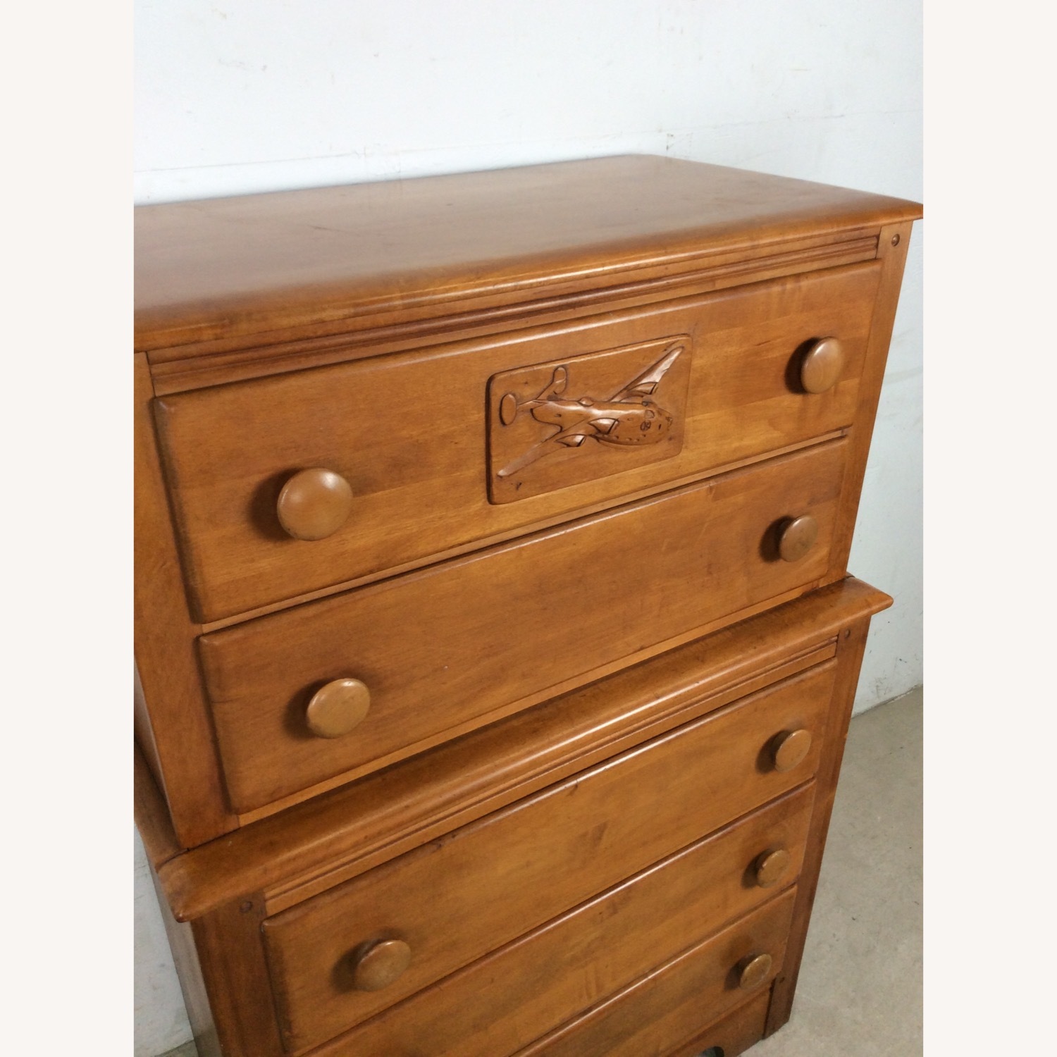 Mid Century Highboy with Airplane On Drawer Face - image-8