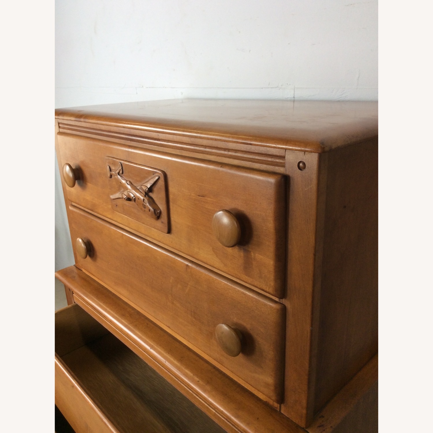 Mid Century Highboy with Airplane On Drawer Face - image-19