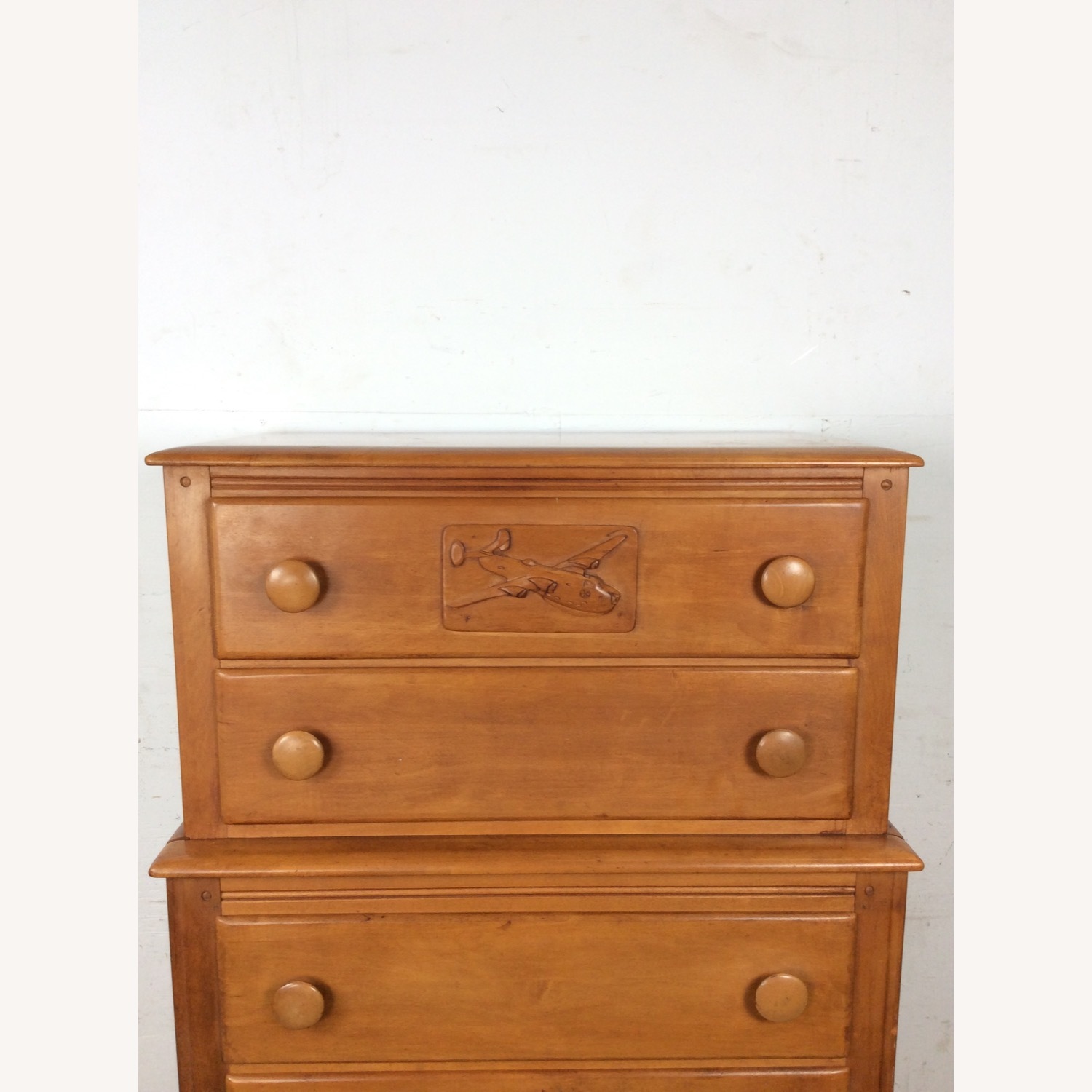 Mid Century Highboy with Airplane On Drawer Face - image-11