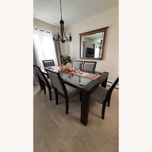 Used Light Gray Wood Dining Set for sale on AptDeco