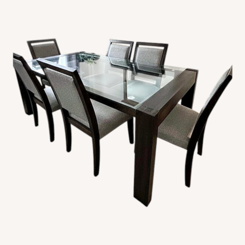 Used Light Gray Wood Dining Set for sale on AptDeco