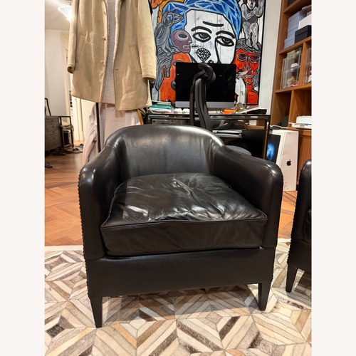 Used Restoration Hardware Black Leather Club Chair for sale on AptDeco