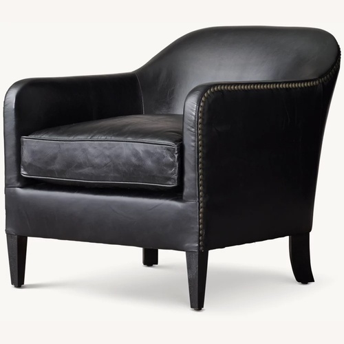 Used Restoration Hardware Black Leather Club Chair for sale on AptDeco