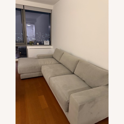 Used West Elm Dalton Light Gray Velvet Dalton Sectional for sale on AptDeco