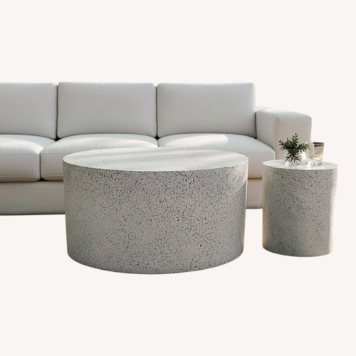 Used West Elm Sculpted Terrazzo Drum Table Set for sale on AptDeco