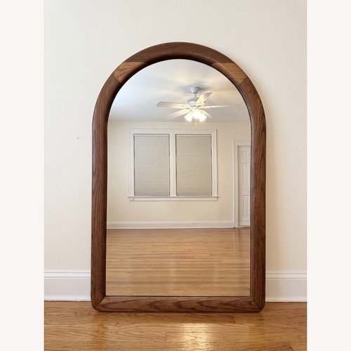 Used Vintage Midcentury Modern Brown Wood Wall Mirror for sale on AptDeco