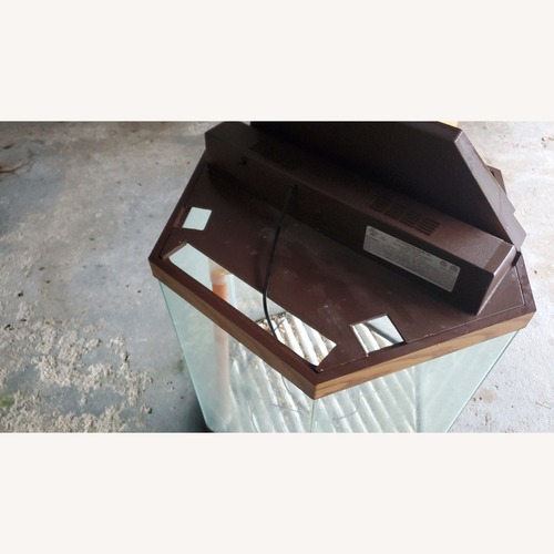 Used 35-Gallon Hexagon Aquarium in Oak for sale on AptDeco